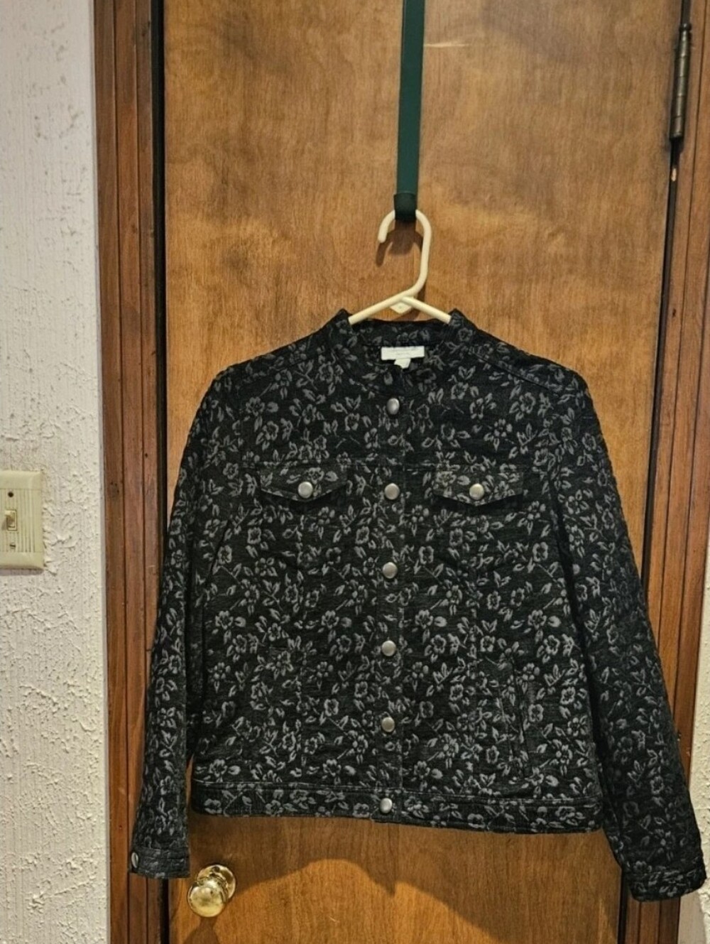 Charter Club Black Tapestry Floral Jacket Petite Small Ladies Womans Women's